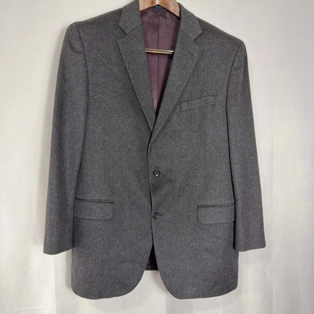 Loro Piana Sport Coat  Cashmere Mink Blend Grey Mens 44 L Cremieux